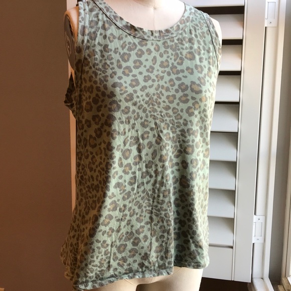 Anthropologie green leopard tank S - Picture 1 of 6